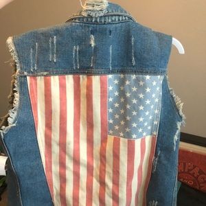 American Flag jean vest